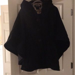 Black hooded cape jacket
